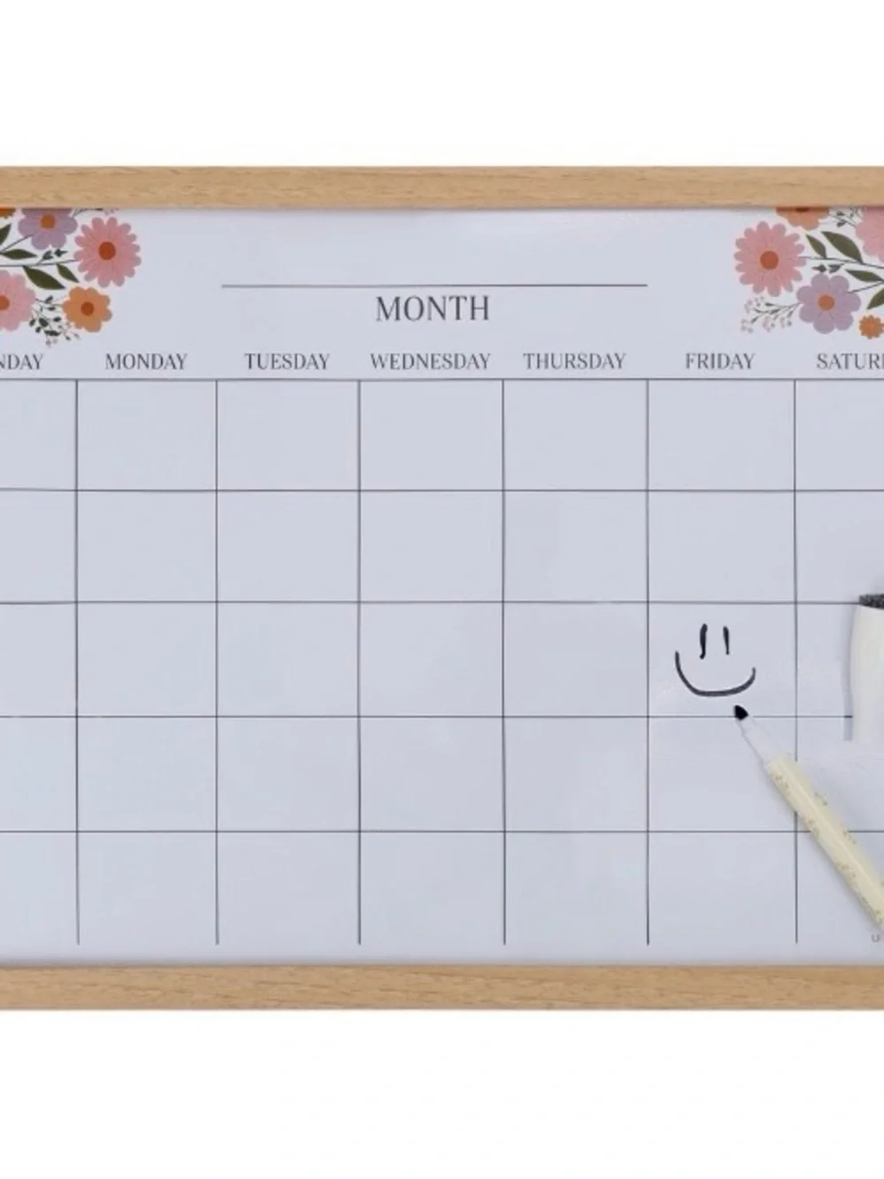 Floral Monthly Dry Erase Calendar Whiteboard - Pink Floral